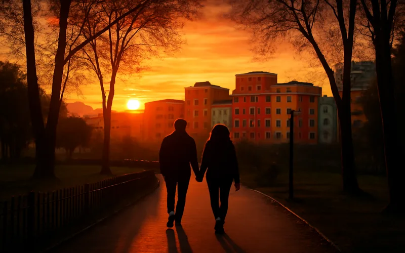 Coucher de soleil romantique a Tirana