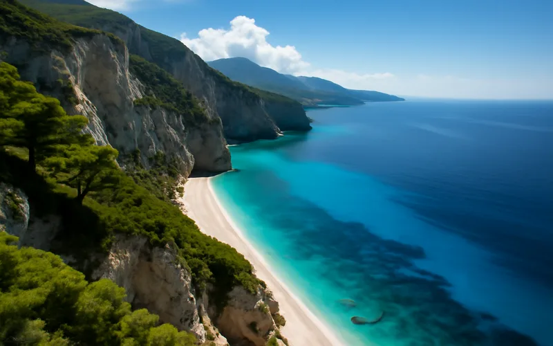 Vue panoramique de la Riviera albanaise et ses eaux turquoise